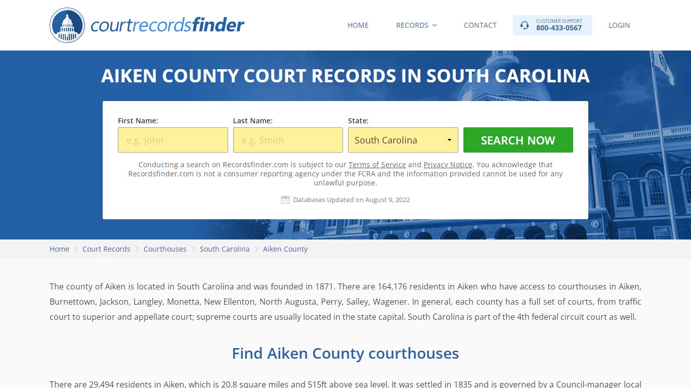 Aiken County, SC Court Records - Find Aiken Courthouses