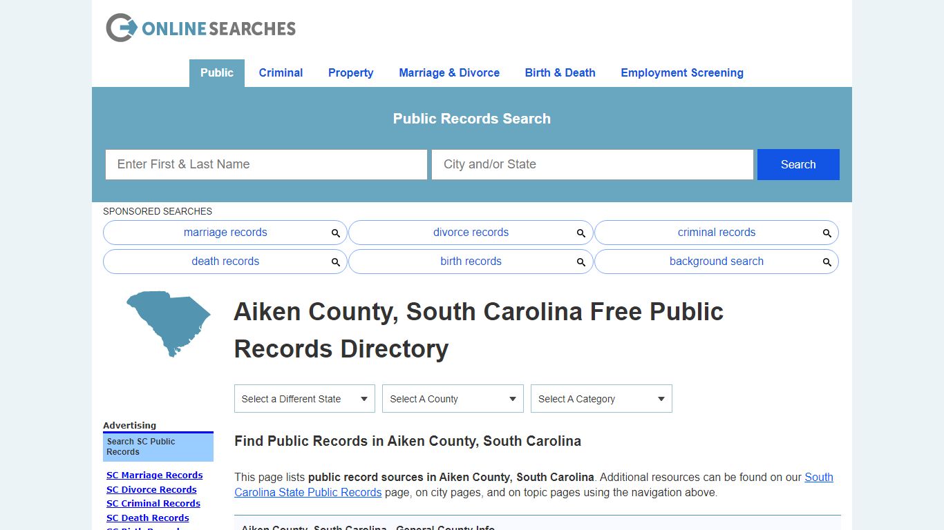 Aiken County, South Carolina Public Records Directory